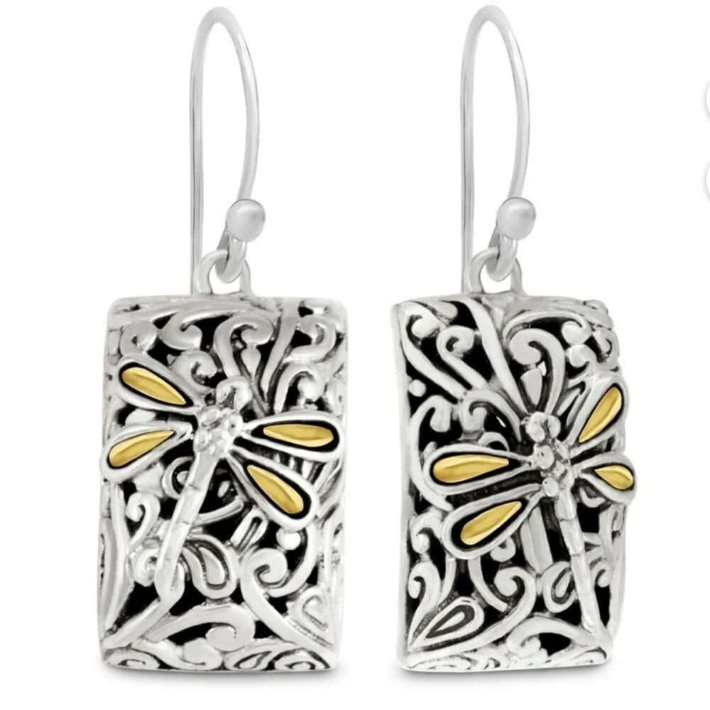 Devata Sterling Silver Dragonfly Earring Nwot - image 1